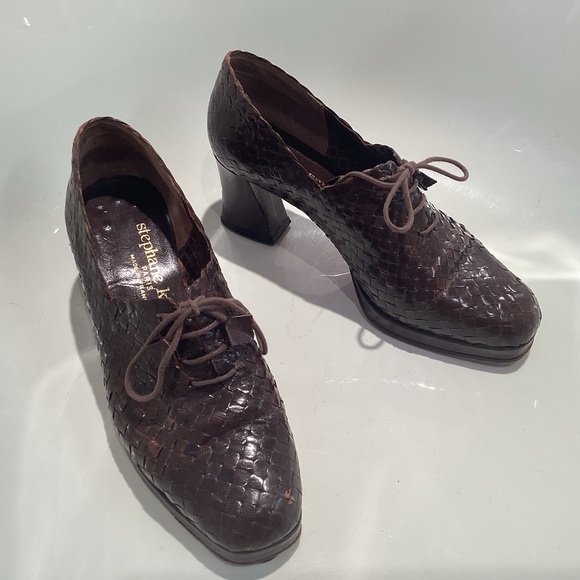 Stephane Kelian Dark Brown Woven Leather Heels - Picture 1 of 10